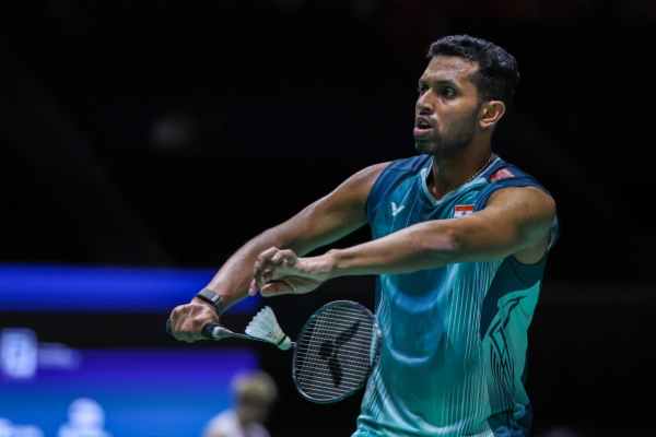 Prannoy in action on Wednesday. (Badminton Photo)