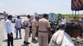Four Uttar Pradesh Police personnel and a civilian were killed in a road accident on the Kundli-Manesar-Palwal (KMP) Expressway in Haryana’s Nuh district