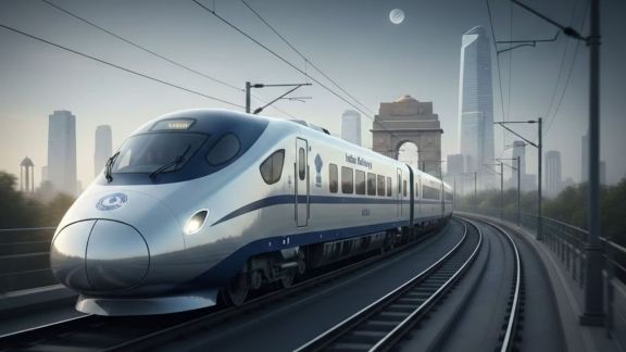 Delhi-Varanasi Bullet Train Project: Railway Minister Ashwini Vaishnaw said the proposed Varanasi bullet train corridor could reduce travel time between Delhi and Lucknow. (Image generated using AI)