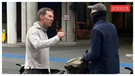 Benedict Cumberbatch in a spat with a cyclist in London.