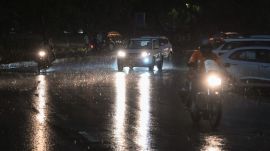Thunderstorms, rain and strong winds swept across Delhi-NCR on Saturday, bringing temporary relief from the heat and lowering temperatures by up to 6.6°C below normal. (ANI Photo)