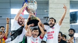 East Bengal were second on the league table for the first half of their final match of the season after going 1-0 down to Inter Kashi but fought back to win 2-1. (ISL Photo)