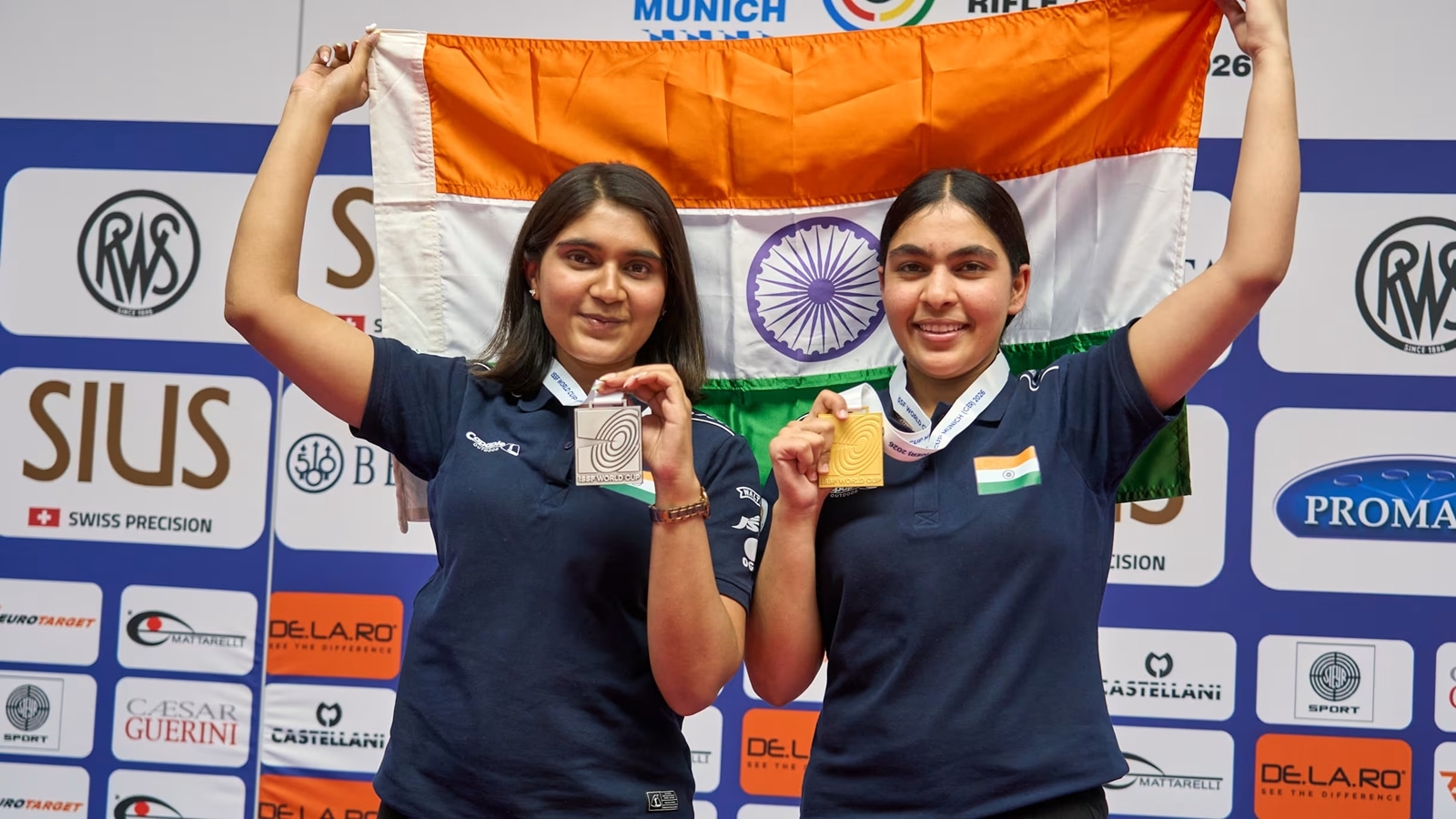 Phogat claimed her fifth ISSF World Cup title with 21-year-old Esha achieving the rare feat of medals in the 25 m pistol and 10m air including the 25m world record earlier this week. (ISSF Photo)