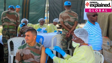 Indian Peacekeepers get vaccinated against Ebola during a mission in the village of Pinga, DRC. (Wikimedia Commons)