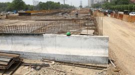 The 700-metre-long underpass will run parallel to the Taj Highway and connect Greater Noida (Surajpur) and Gaur City. (Express Photo by Gajendra Yadav)