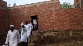 Worshippers leaving after Friday prayers from Hassen Khan's residence last month. (Express photo by Gajendra Yadav)