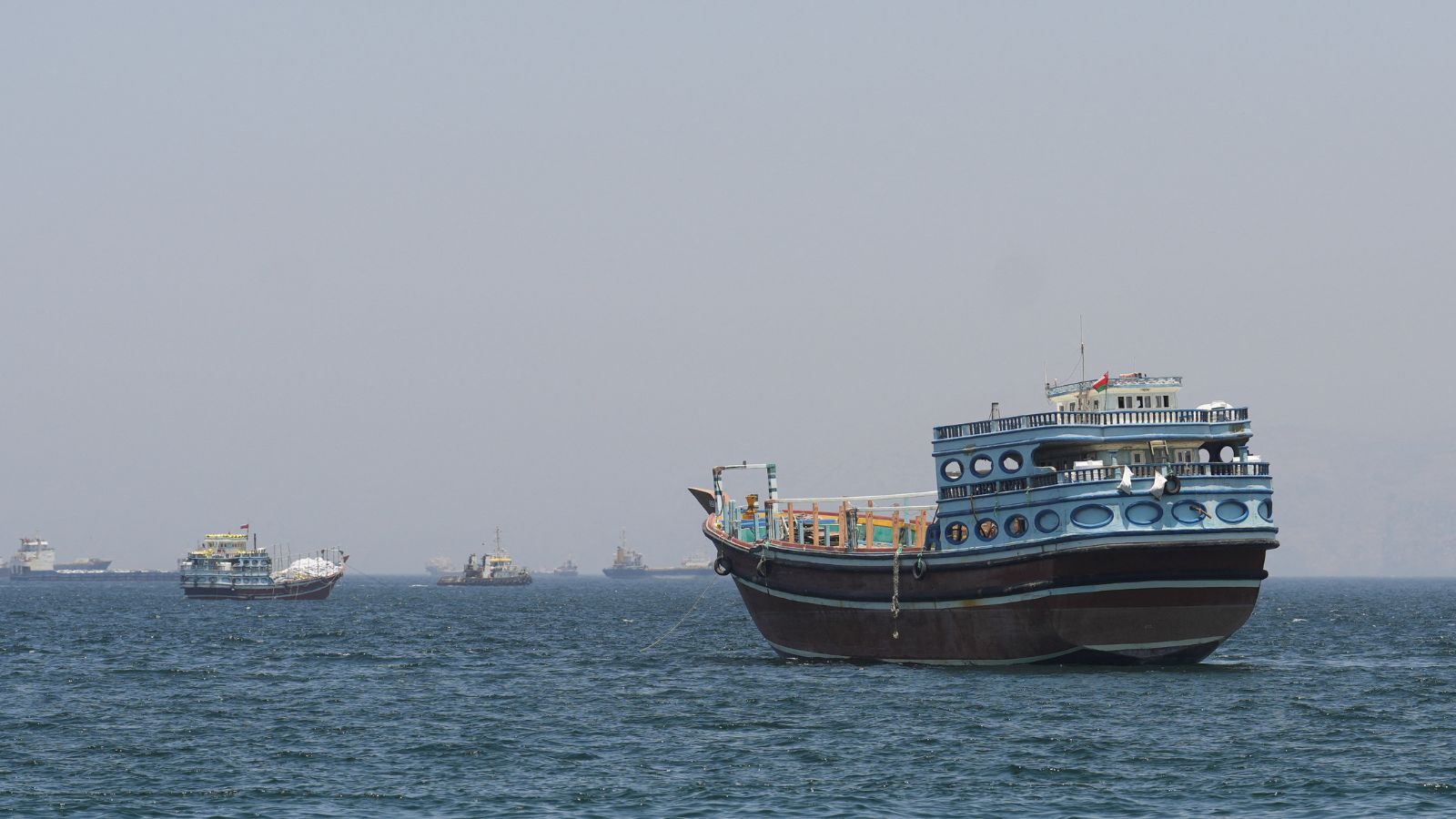 Ships and boats in the Strait of Hormuz, Musandam, Oman, May 4, 2026. (REUTERS)