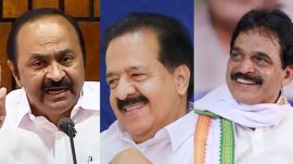 Opposition Leader V D Satheesan, former Opposition Leader Ramesh Chennithala and All India Congress Committee (AICC) general secretary K C Venugopal