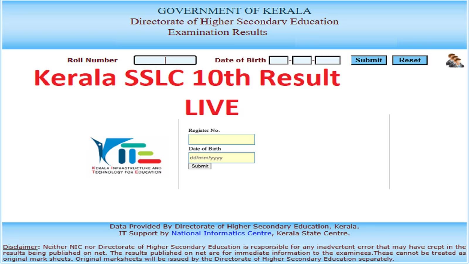 Kerala Board SSLC Class 10 results LIVE