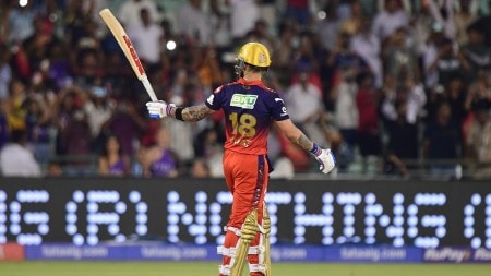 Padikkal joined Kohli in the fourth over, and the pair ensured there were no further setbacks during the middle overs, putting on 92 runs for the second wicket. (AP Photo)