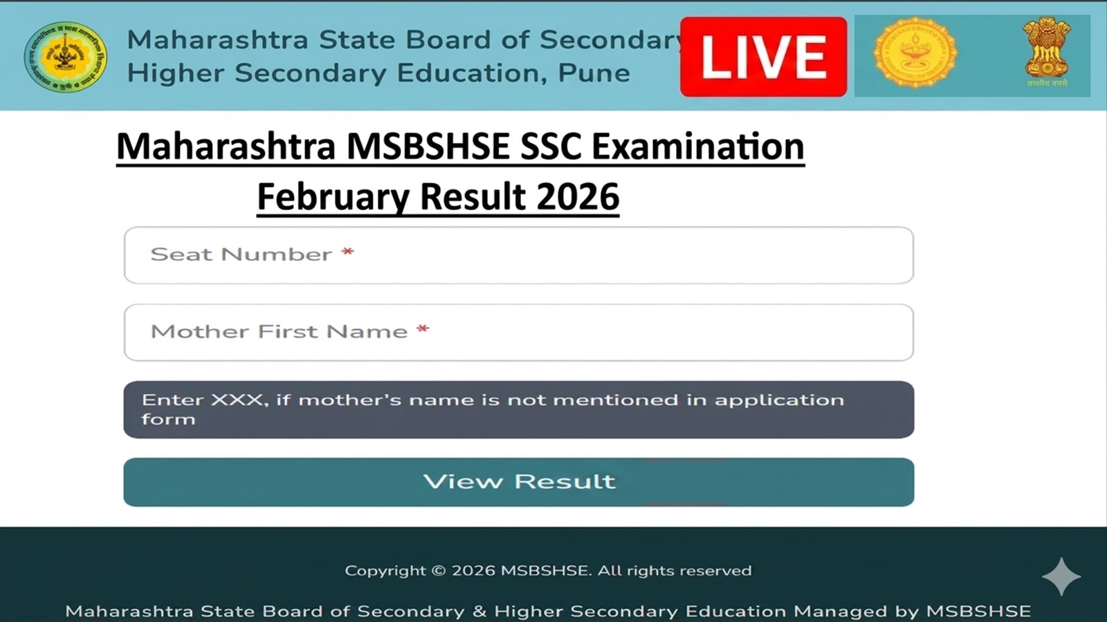 MSBSHSE Maharashtra SSC 10th Result 2026, Mahahsscboard.in LIVE Updates: Results to be out at 11:30, board advances time