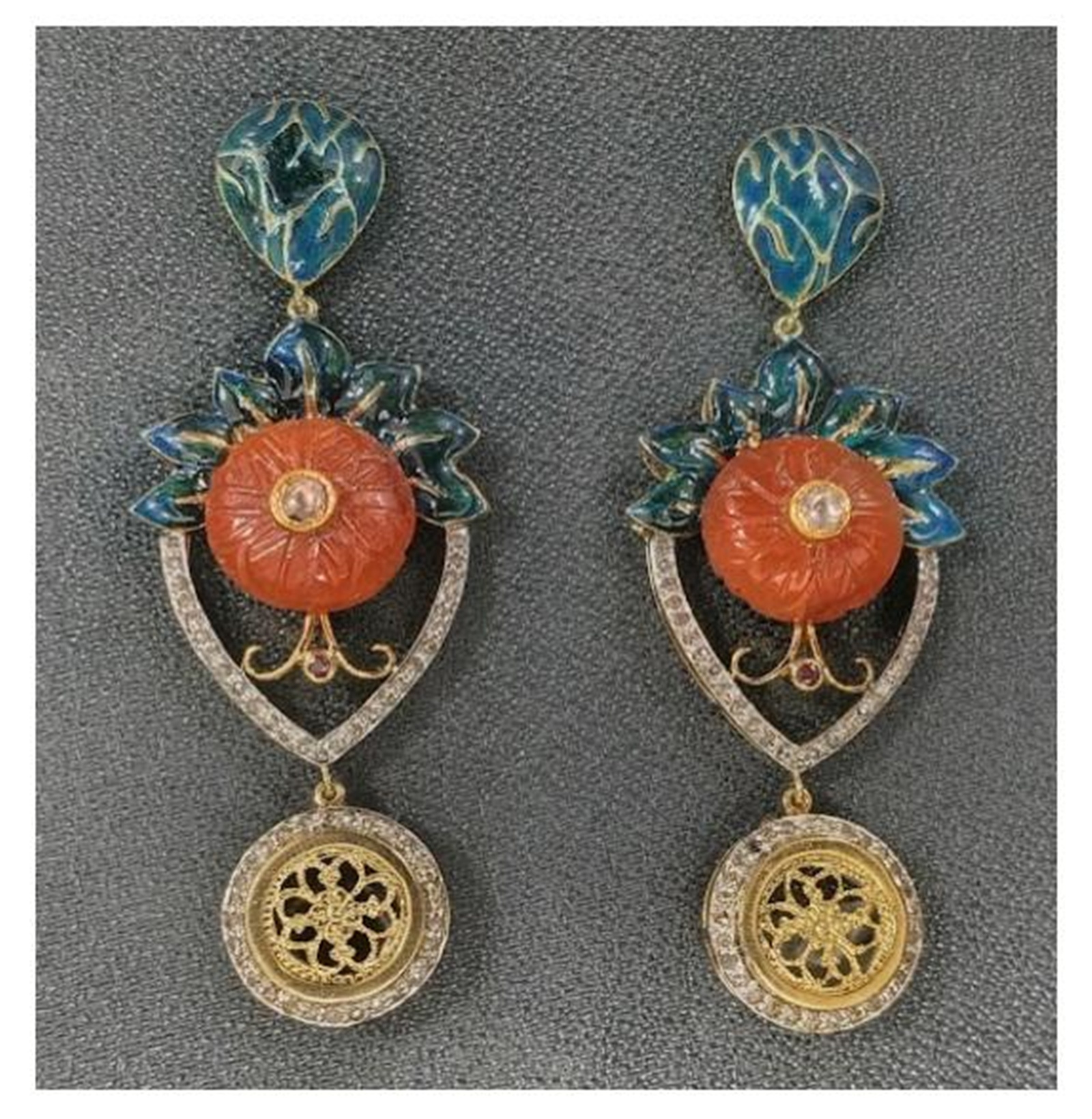 Meenakari and Kundan earrings