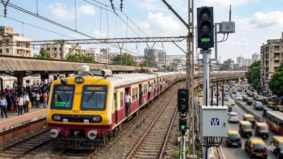 Mumbai local train network has adopted a GPS-based signalling system to improve operational efficiency and minimise errors. (Image generated using AI)