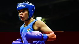 File image of boxer Nikhat Zareen in action at the World Boxing Cup Finals last year. (Photo: Boxing Federation of India)