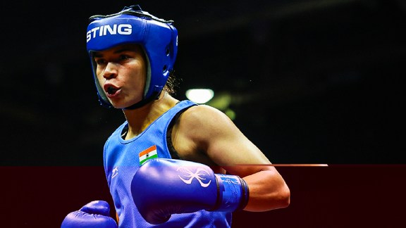 File image of boxer Nikhat Zareen in action at the World Boxing Cup Finals last year. (Photo: Boxing Federation of India)