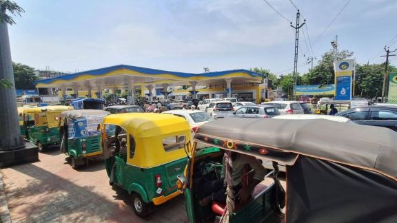 At petrol stations in Bhubaneswar