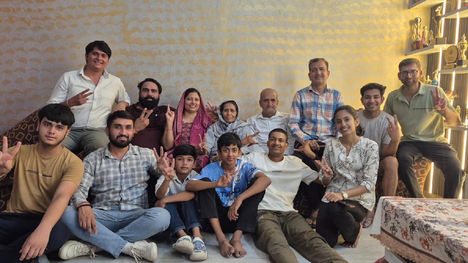 Prince Yadav's family celebrates at his home in Dariyapur Khurd after he was named in the India squad. (Photo by special arrangement)