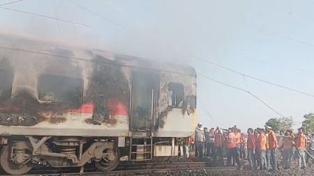 A fire broke out on the Rajdhani Express near Ratlam in Madhya Pradesh. (Image: CPRO, West Central Railway)