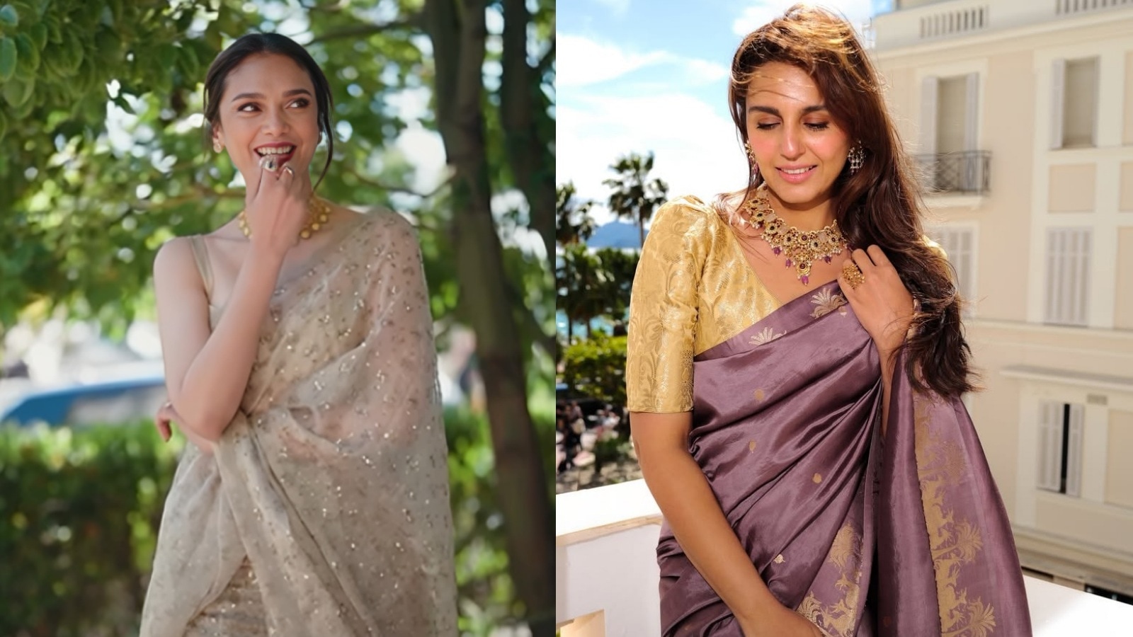 Huma Qureshi and Aditi Rao Hyadri go desi with stunning saris at Cannes