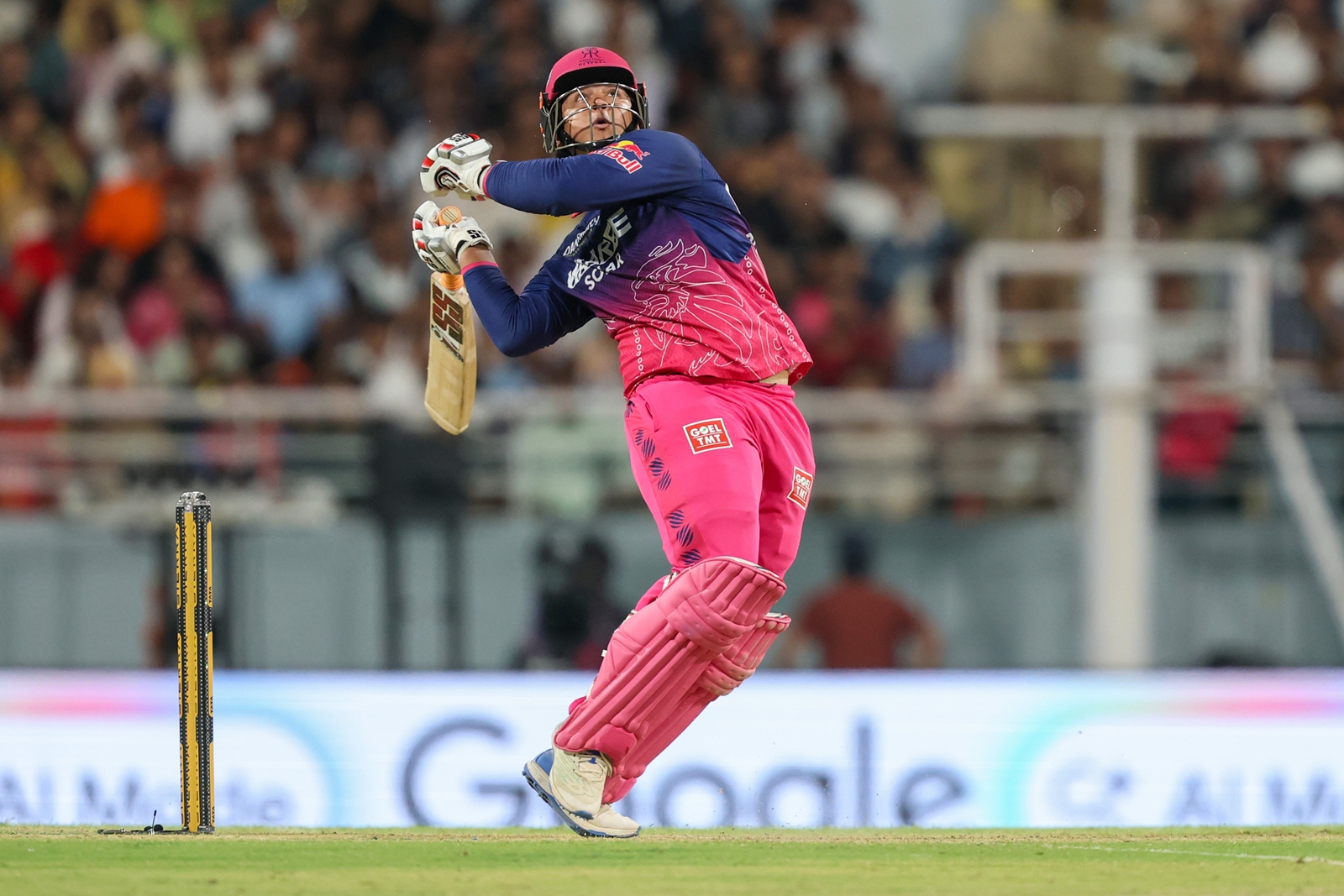Vaibhav Sooryavanshi play a shot during Rajasthan Royals' Qualifier 2 of the 2026 IPL against Gujarat Titans. (BCCI/Creimas Photo)