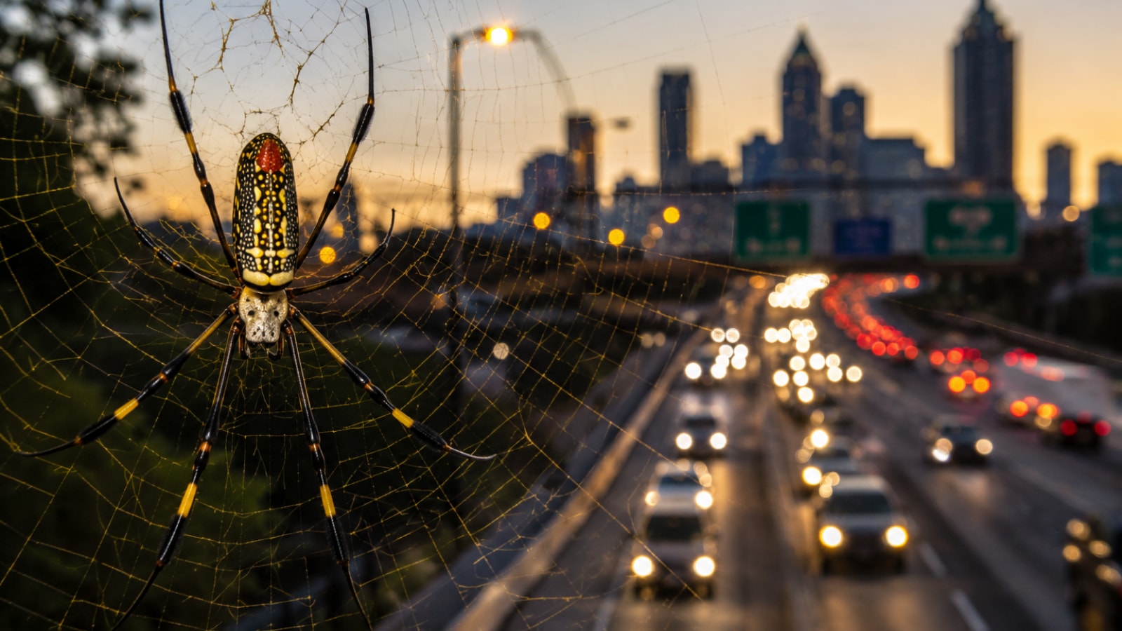 Large orb‑web spiders more often found near roads and traffic, studies and reporting say