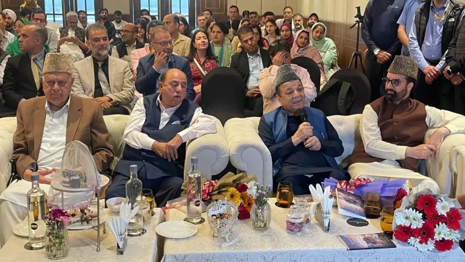 Rare sight: Hurriyat’s Mirwaiz shares stage with mainstream politicians in Kashmir