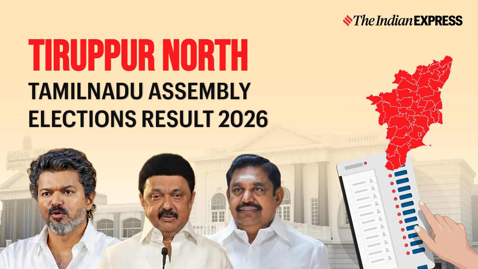 Tiruppur (North) Assembly Election Result 2026 LIVE: Winner, Vote Share and Party-wise Trends