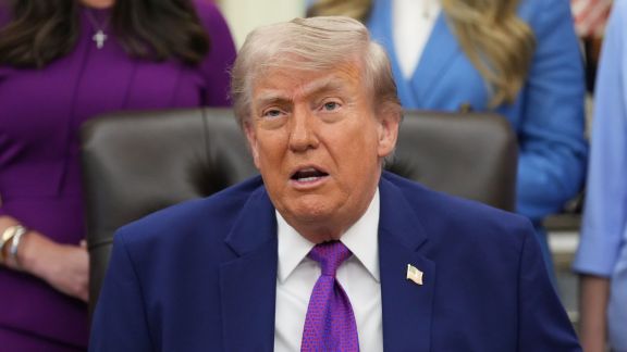 President Donald Trump speaks to reporters at an event about maternal healthcare, Monday, May 11, 2026, in the Oval Office of the White House, in Washington. (AP Photo/Jacquelyn Martin)