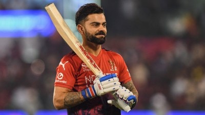 Royal Challengers Bengaluru's Virat Kohli warms up before the start of the Indian Premier League cricket match between Royal Challengers Bengaluru and Kolkata Knight Riders in Raipur, India, Wednesday, May 13, 2026. (AP Photo)