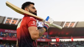 Virat Kohli of Royal Challengers Bengaluru during Match 54 of the TATA Indian Premier League 2026 between Royal Challengers Bengaluru and Mumbai Indians at Shaheed Veer Narayan Singh International Cricket Stadium, Raipur, India, on May 10, 2026. (Photo by Faheem Hussain / CREIMAS for IPL)