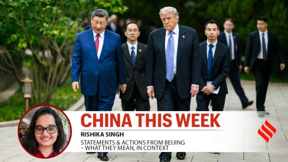 US President Donald Trump and Chinese President Xi Jinping in Beijing earlier this week.