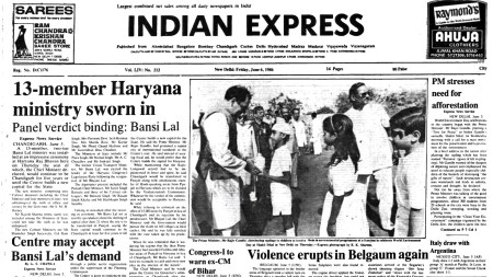Haryana ministry sworn in, World Environment Day, Rajiv Gandhi, Violence in Belgaum again, 40 Years Ago, 16 massacred by Lanka rebels, editorial, Indian express, opinion news, current affairs