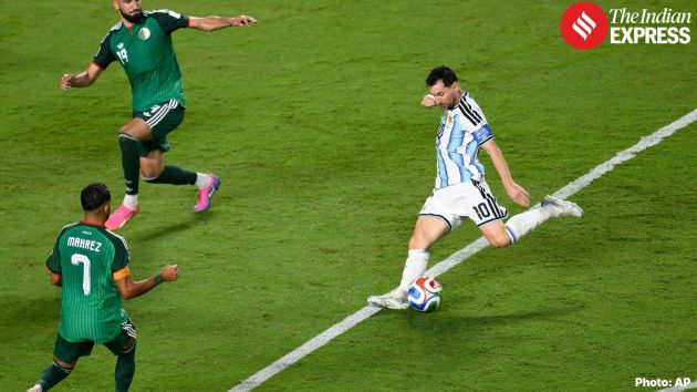 Messi netted a record hat-trick in the 76th minute