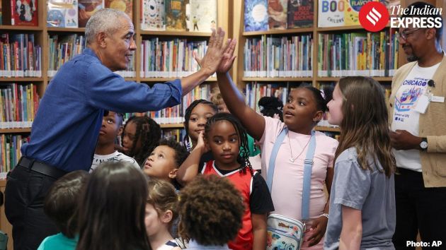 The Obamas also read “Where the Wild Things Are" to 25 school children at the Chicago Public Library branch inside the center