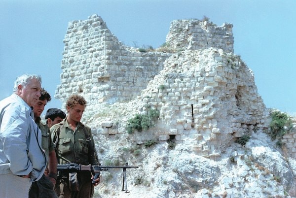 Ariel Sharon near the Beaufort Castle, 1982 (Wikimedia Commons)