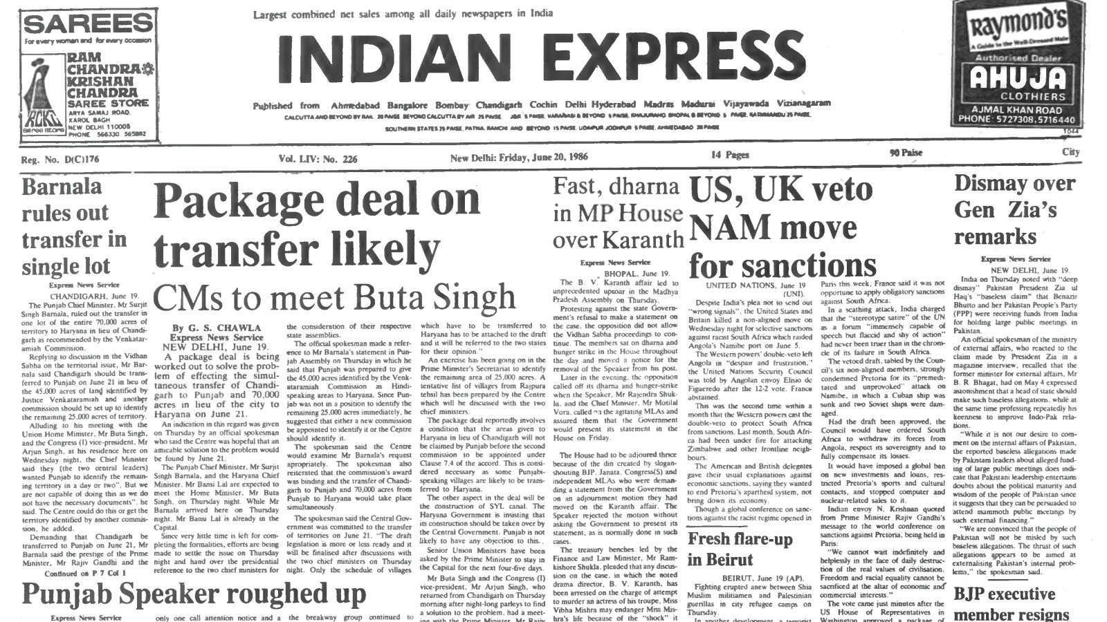 40 years ago June 20, 1986: South Africa sanctions vetoed