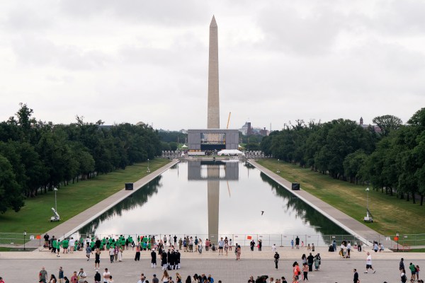 Fences surround the Reflecting Pool as preparations to celebrate the 250th anniversary of US Independence continue near the Lincoln Memorial on the National Mall in Washington, D.C., US, June 28, 2026. (REUTERS)