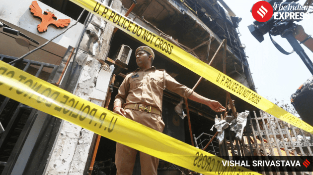 The two-member Special Investigation Team (SIT) constituted to probe the fire at a commercial building in Lucknow's Aliganj area, where at least 15 lives were lost, reached the spot on Tuesday morning