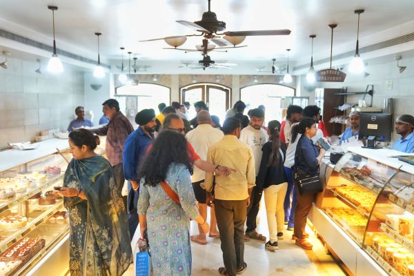 Customers inside the store in Connaught Place A Block on a Sunday morning.