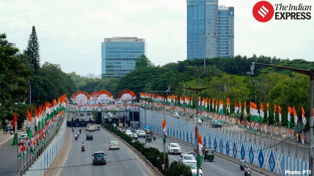 Congress flags and large banners have been put up around Vidhana Soudha and the Lok Bhavan area