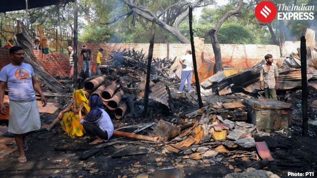 At least 30 huts were gutted in a fire that broke out in the Takia Kale Khan area of central Delhi on Monday night