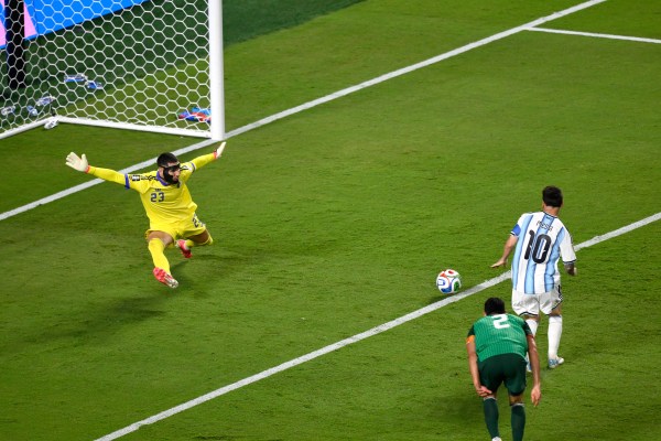 It is only on a second look, ideally in slow motion, that the layer of intrigue is unearthed in Messi's seemingly open-and-shut goal. (AP Photo)