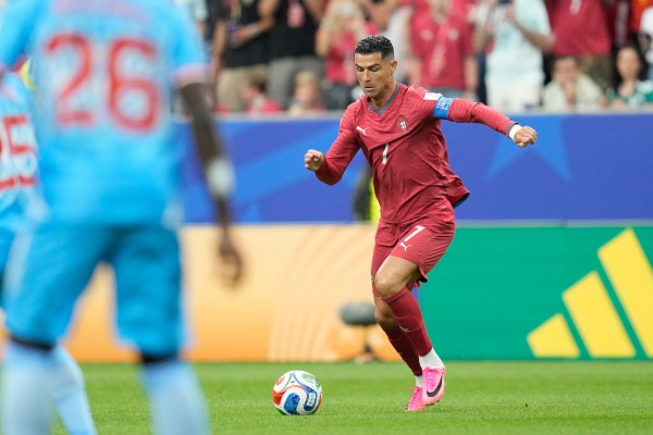 Ronaldo ran only 1.19 km of his 8.39 (13.4%) in high intensity against DR Congo. (AP Photo)