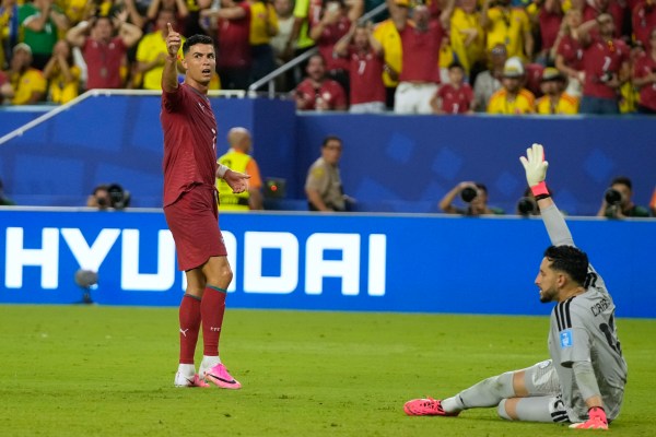 Ronaldo reacts after missing a chance during the World Cup Group K  match against Colombia in Miami Gardens. (AP Photo/Lynne Sladky)