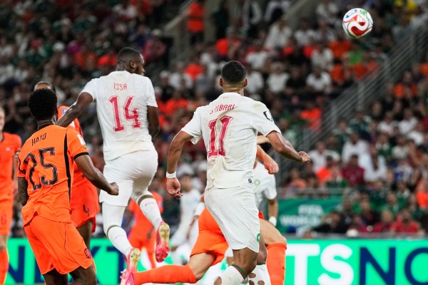 Issa Diop had never scored for Morocco before. He did when it mattered. (AP Photo)