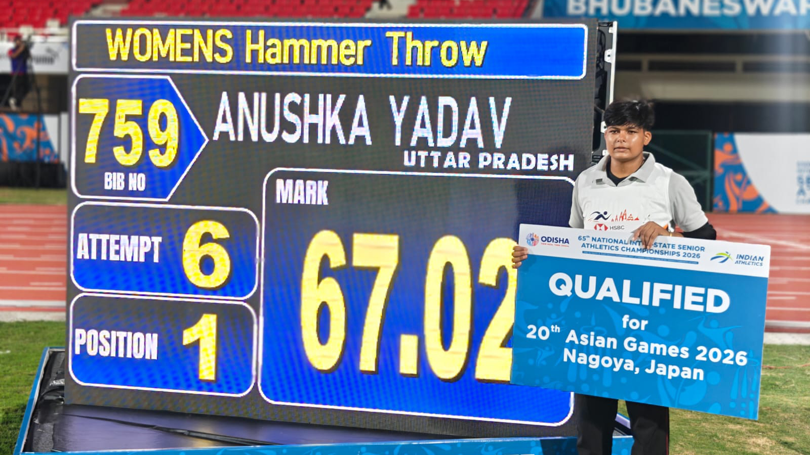 Anushka Yadav qualified for Asian Games after setting a new national record in women's hammer throw event. (Express Photo)