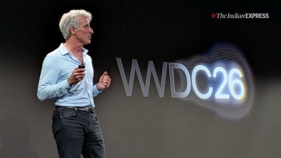 Apple's software chief Craig Federighi addressing the media following the WWDC 2026 keynote in Cupertino, California (Image: The Indian Express/ Anuj Bhatia)