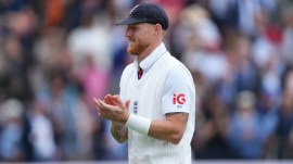 England's Ben Stokes reacts as he leaves the field after their win in the Test match against New Zealand at Lord's cricket ground in London, Sunday, June 7, 2026. (AP Photo/Kirsty Wigglesworth)