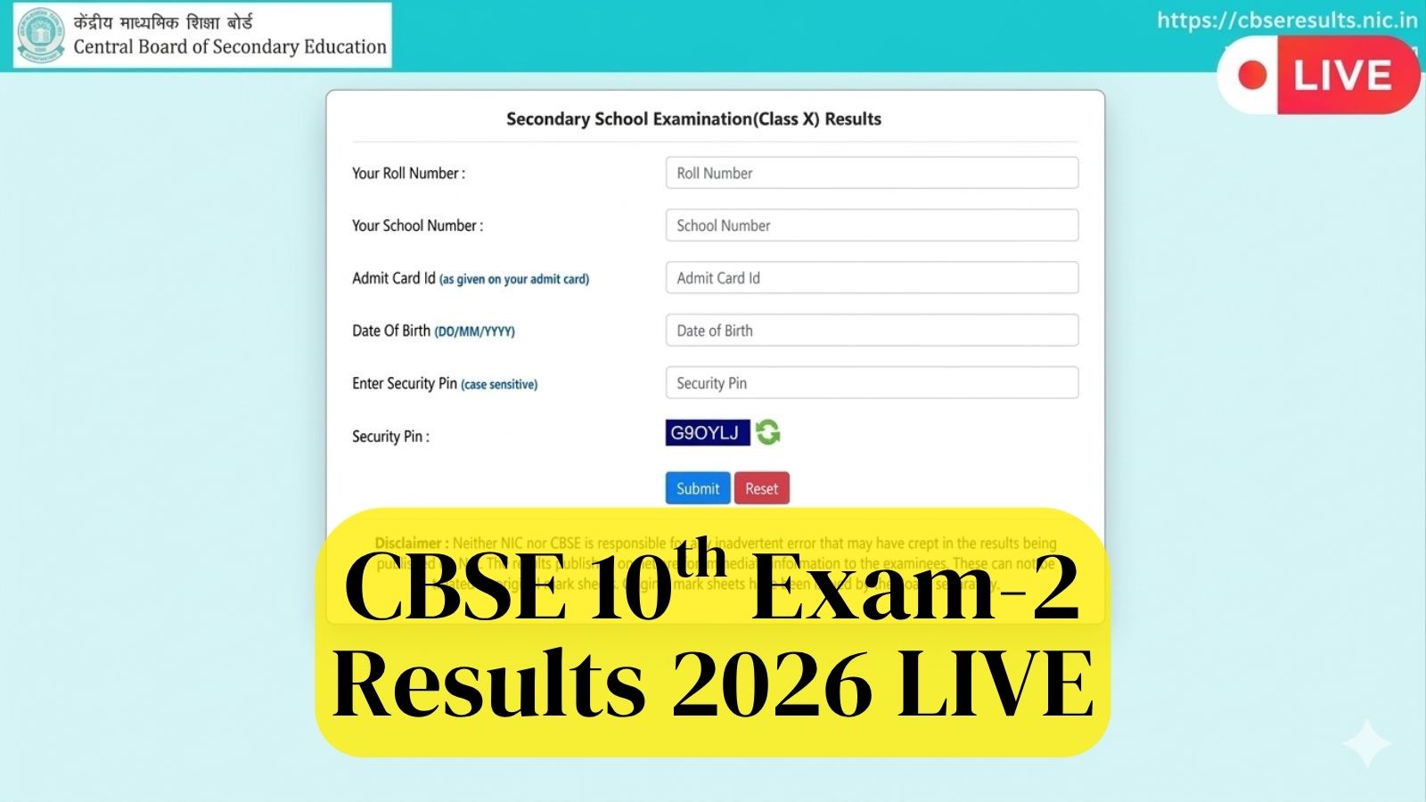 CBSE Class 10 Exam 2 results 2026 live
