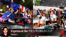 Cape Verde's fans celebrate after their country qualified for knockouts of the FIFA World Cup 2026. (AP)